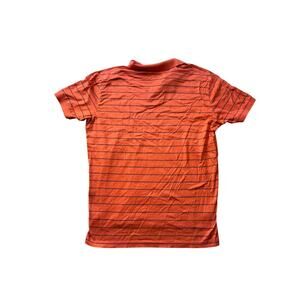 POLO, RALPH LAUREN short sleeved, Orange w/ BLUE stripes; size men's Large